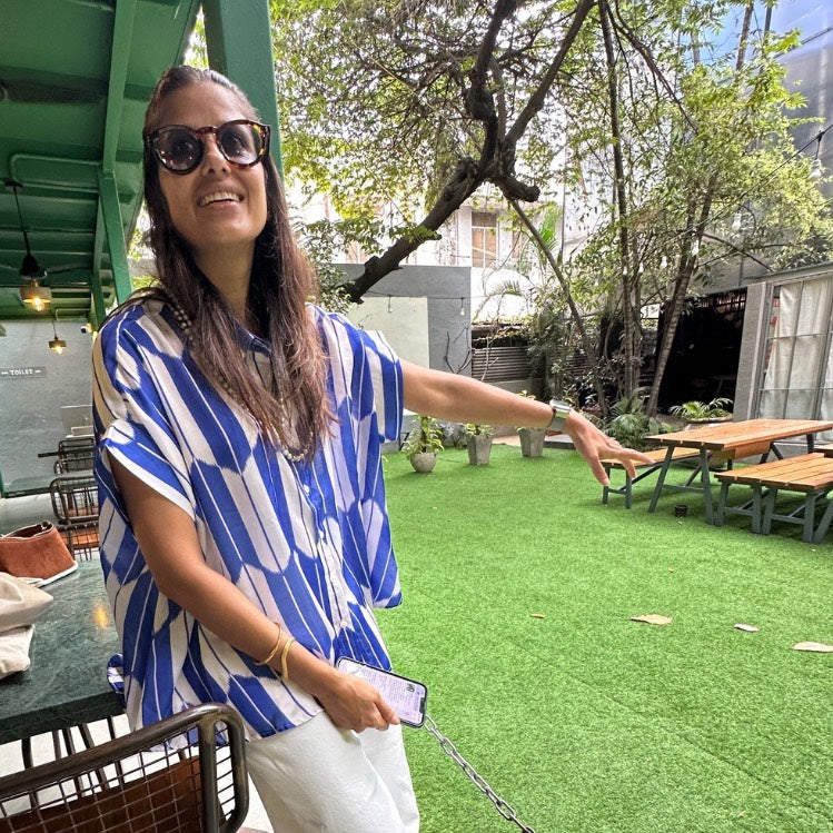 Coco Cobalt Blue & White Ikat Print Shirt