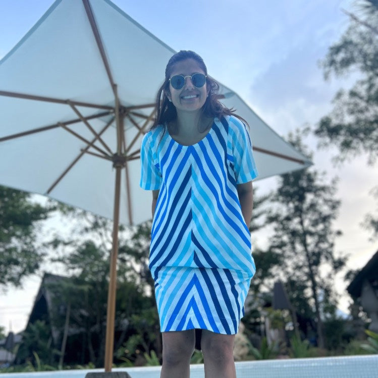 Audrey Blue & White Stripe Dress