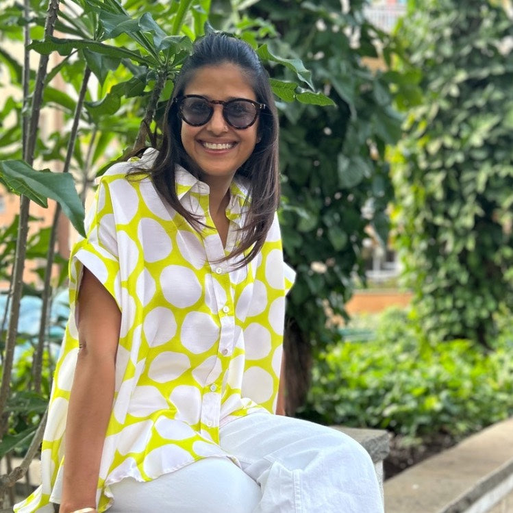 Coco Lime Green & White Polka Print Shirt