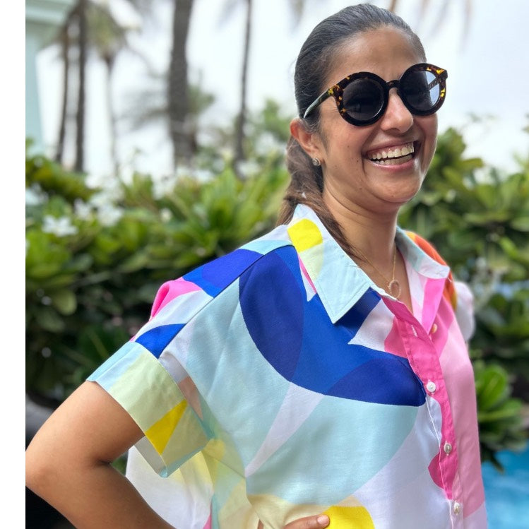 Coco White, Blue, Pink & Yellow Shirt