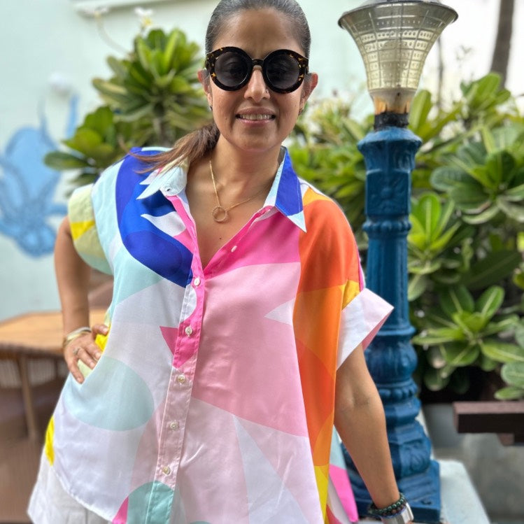 Coco White, Blue, Pink & Yellow Shirt