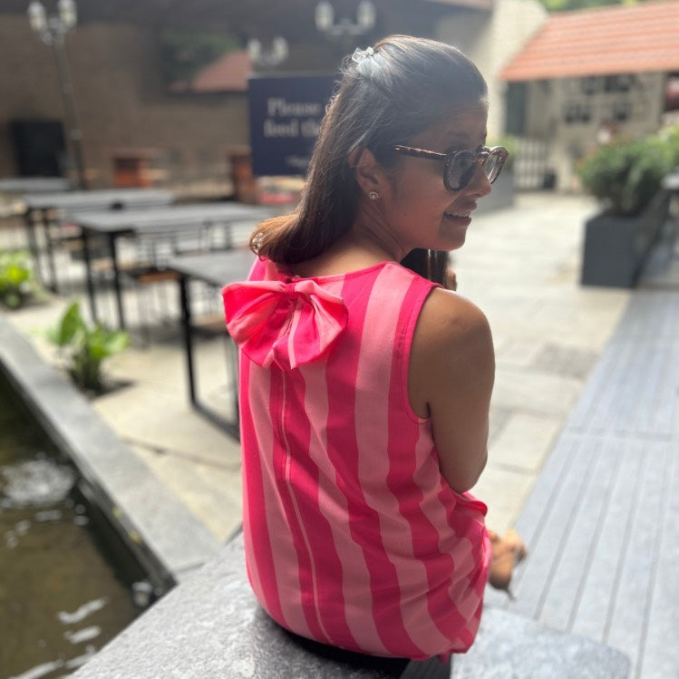 Audrey Tropic Candy Pink & Light Pink Stripe Shift Dress