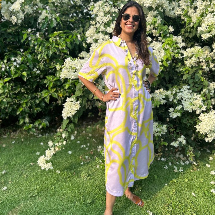Mindy Lavender & Lime Green Dress