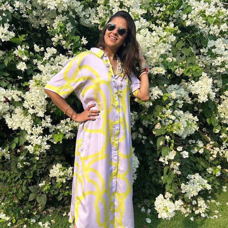 Mindy Lavender & Lime Green Dress
