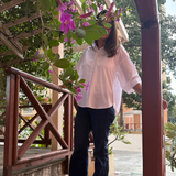Cherry Picnic — Pure Cotton White Pink Gingham Yoke Shirt