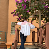 Cherry Picnic — Pure Cotton White Pink Gingham Yoke Shirt