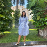 The Cabana Shirt Dress — Blue Gingham