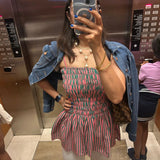 Riviera Pink & Green Stripe Peplum Top | Poppy & Co