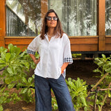 Sundae Pleated White Cotton Shirt | Poppy & Co.