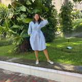 The Cabana Shirt Dress — Blue Gingham