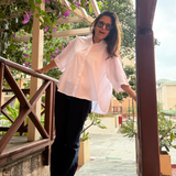 Cherry Picnic — Pure Cotton White Pink Gingham Yoke Shirt