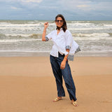 Sundae Pleated White Cotton Shirt | Poppy & Co.