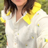 The Limoncello Shirt — Lemon Embroidered Muslin | Poppy & Co
