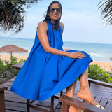 The Amalfi Halter Dress — Cobalt Blue