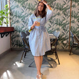 The Cabana Shirt Dress — Blue Gingham