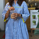 The Cabana Shirt Dress — Blue Gingham
