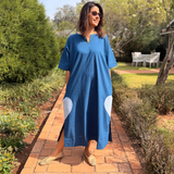 The Wanderheart Kaftan — Blue Cotton Kaftan Dress | Poppy & Co