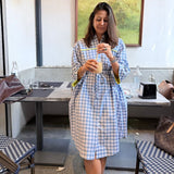 The Cabana Shirt Dress — Blue Gingham