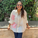 Bloom White and Pink Flower Floral Motif Shirt