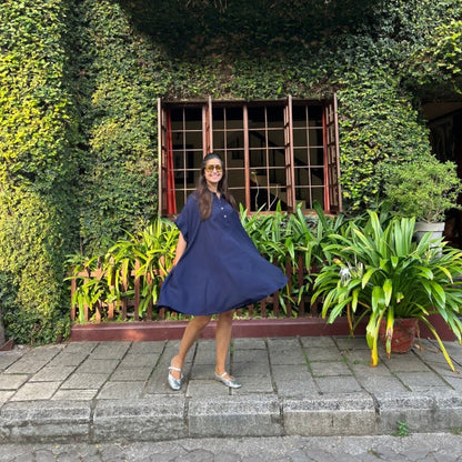 The Blue Daisy Dress| Flared Shirt Dress by Poppy & Co