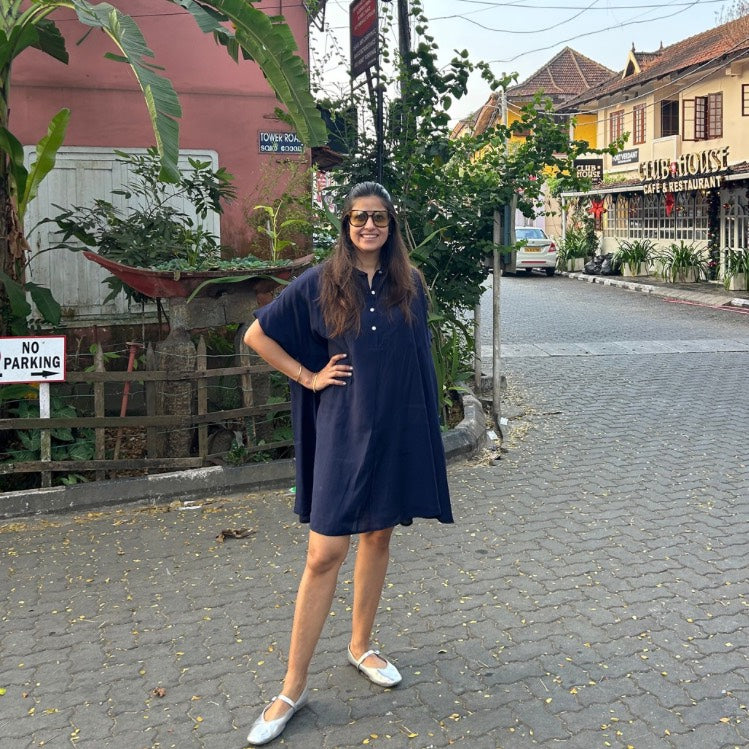 The Blue Daisy Dress| Flared Shirt Dress by Poppy & Co