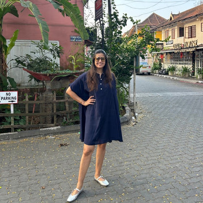 The Blue Daisy Dress| Flared Shirt Dress by Poppy & Co