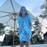 Blue and white striped shift dress by Poppy & Co with classic stripes, lightweight fabric, and comfortable everyday fit.