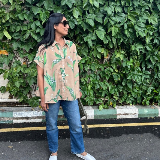 Coco Lilly Of The Valley Print Soft Lin'en Shirt