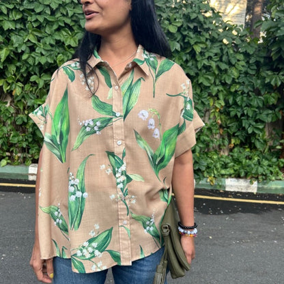 Coco Lilly Of The Valley Print Soft Lin'en Shirt