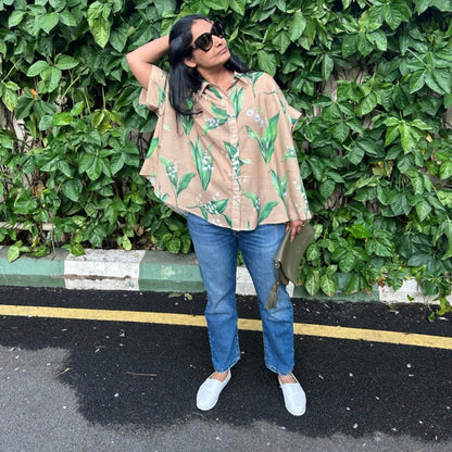 Coco Lilly Of The Valley Print Soft Lin'en Shirt