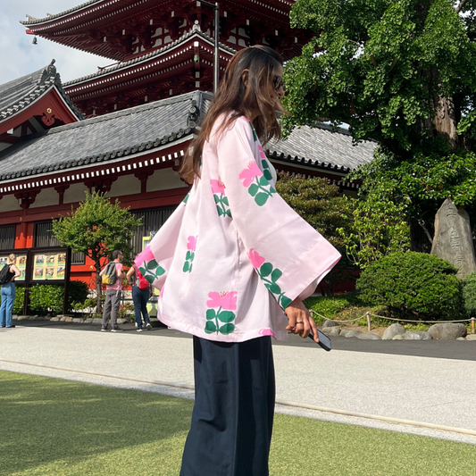 Pink Floral Kimono Top