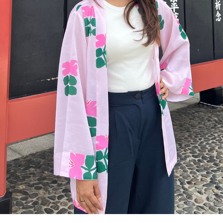 Pink Floral Kimono Top