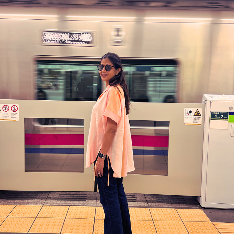 Brookie Peach Stripes Soft Lin'en Shirt