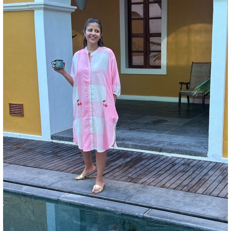 Mindy Pink Gingham Check Shirt Dress