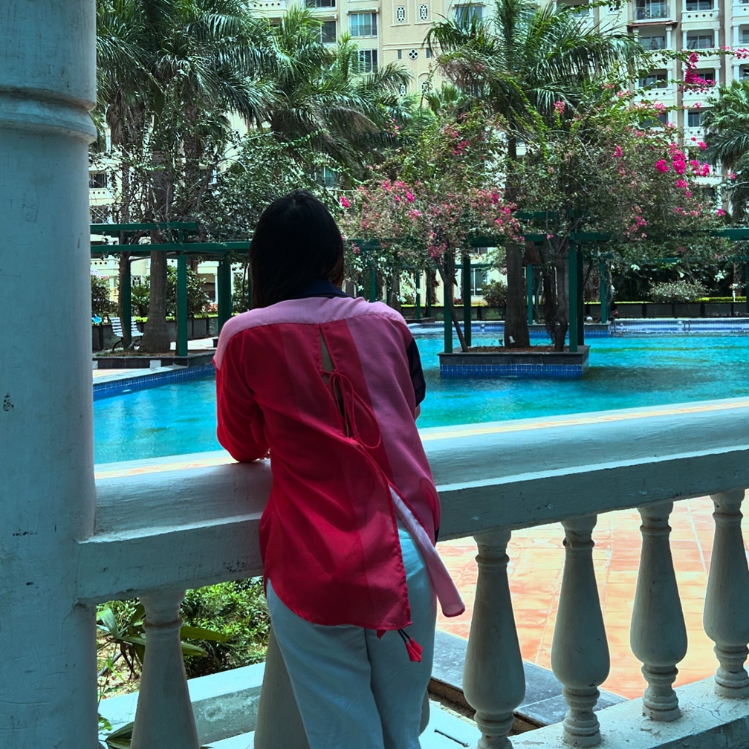 Carolina Blue & Pink Stripes Print Oversized Soft Lin'en Shirt