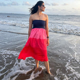 Chloe Blue & Shades of Pink Bodice Dress