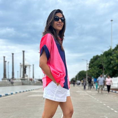 Coco Blue & Shades of Pink Soft Lin'en Shirt