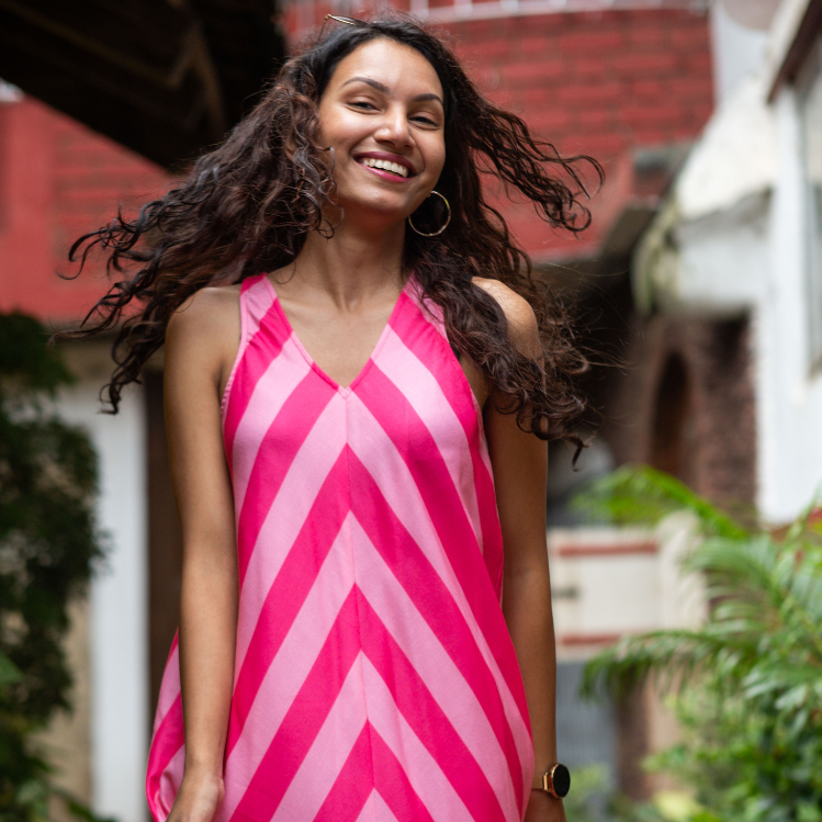 Jolene Candy Pink Stripes Dress