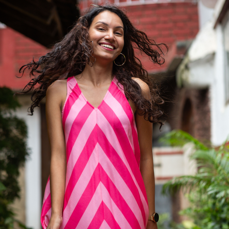 Pink Stripes Dress | Jolene Candy Pink | Poppy & Co