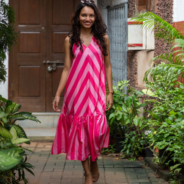 Jolene Candy Pink Stripes Dress