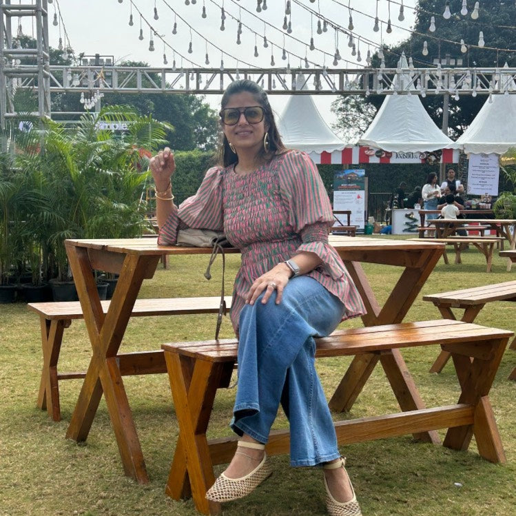 Iris Smocked Puff Sleeve Top - Pink & Green Stripe