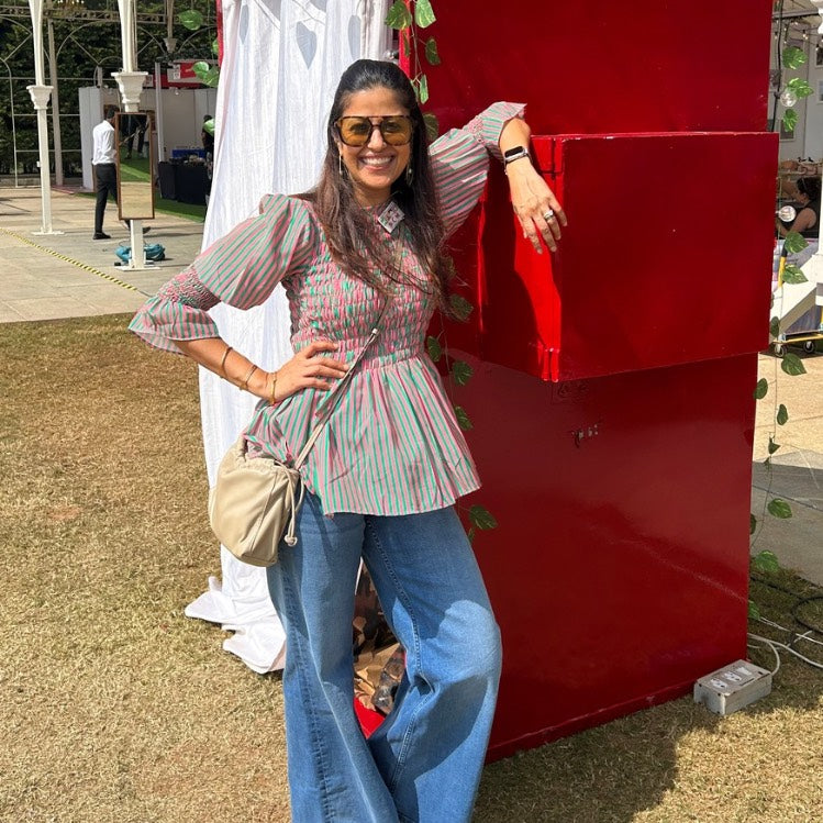 Iris Smocked Puff Sleeve Top - Pink & Green Stripe