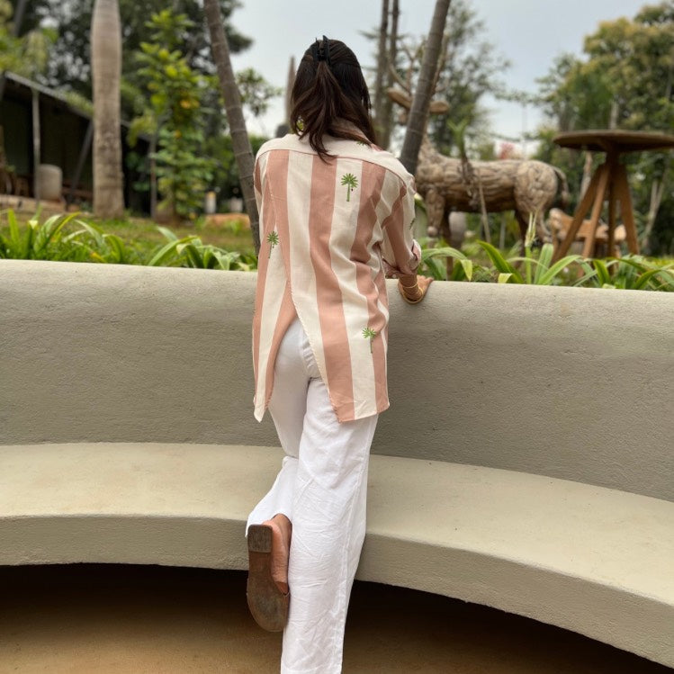 Ellen Banana Tree, Beige & Off White Stripe Shirt