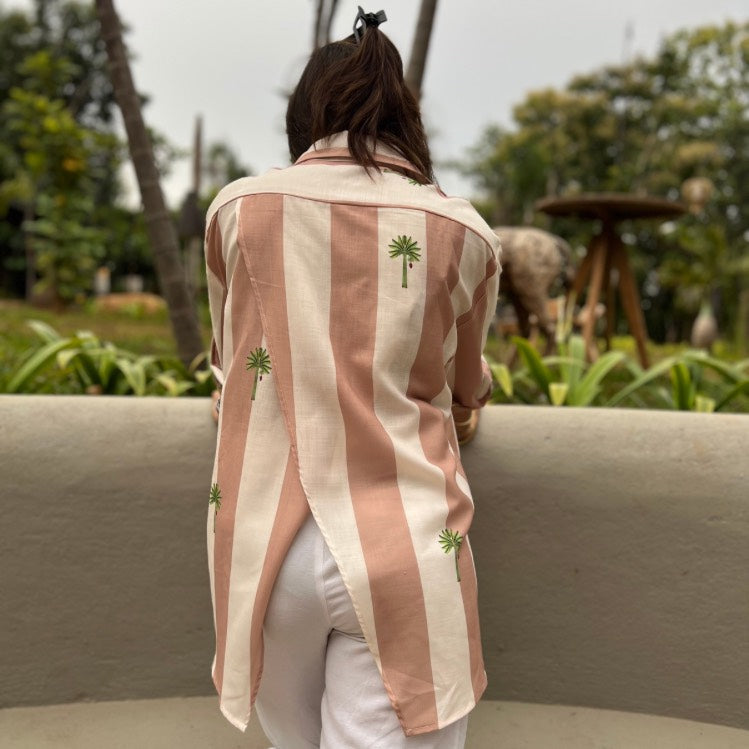 Ellen Banana Tree, Beige & Off White Stripe Shirt
