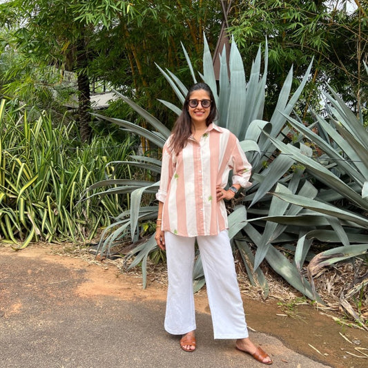 Ellen Banana Tree, Beige & Off White Stripe Shirt