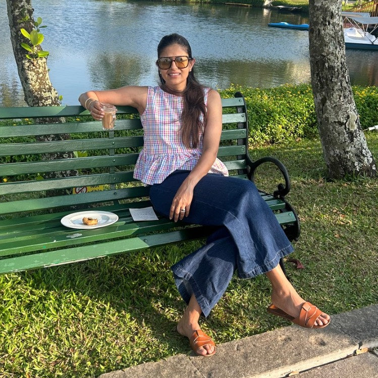 Multi-Check Ruffle Peplum Top | Semi-Open Back | Poppy & Co