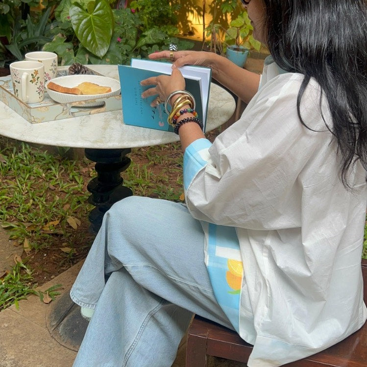 The Ana Shirt: Pure Cotton Relaxed Fit with Blue Accents