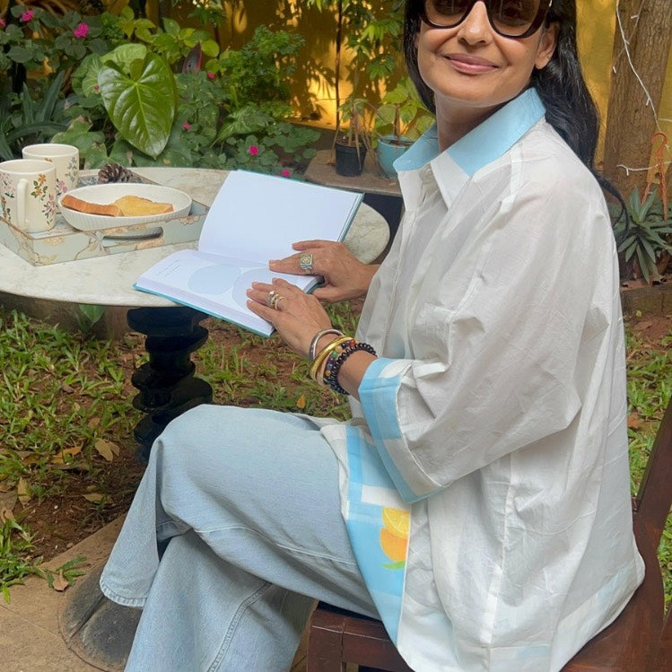 The Ana Shirt: Pure Cotton Relaxed Fit with Blue Accents