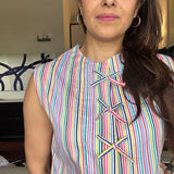The Kiki Bow Waistcoat | Candy Stripe Cotton Top