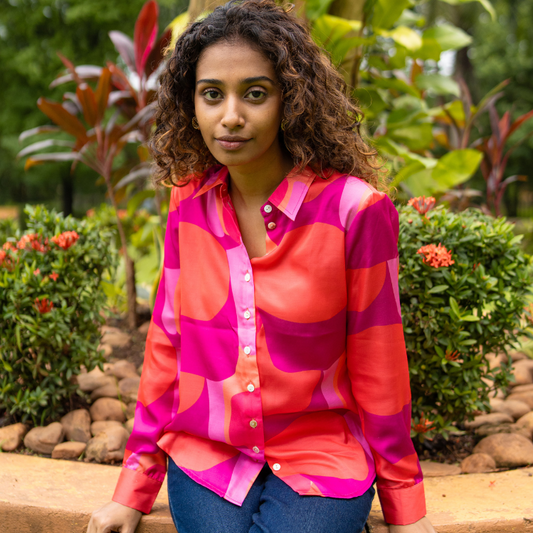 Purple Abstract Print Shirt